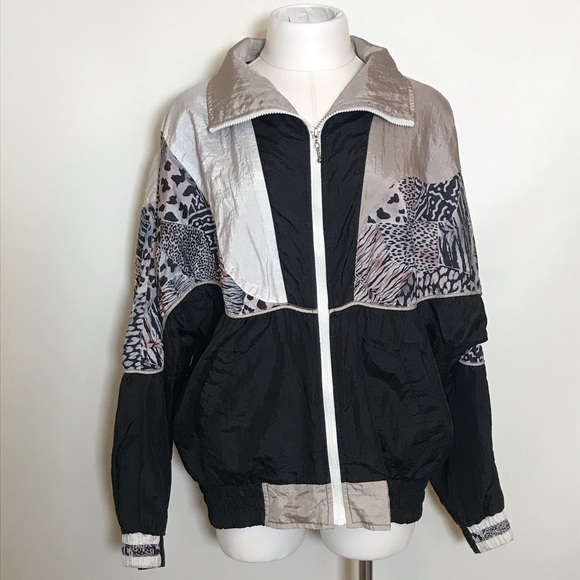 Unique Vintage Animal Print Windbreaker Jacket - Picture 3 of 8